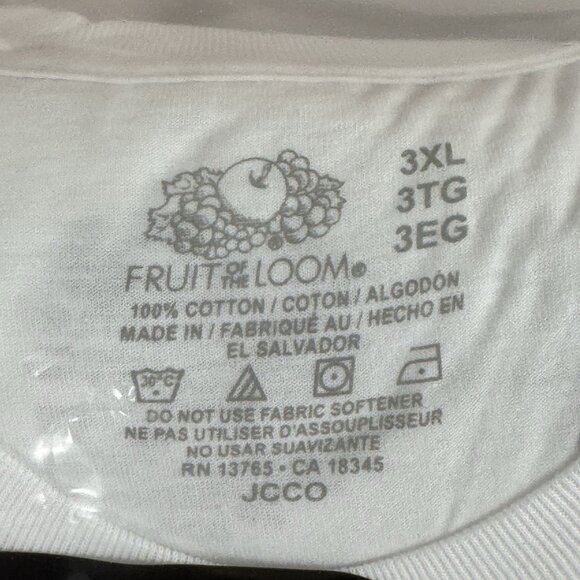 Fruit of The Loom NEW 6 White 3XL 54-56 Inch Crew Neck T-Shirts 100% Cotton - Picture 4 of 9